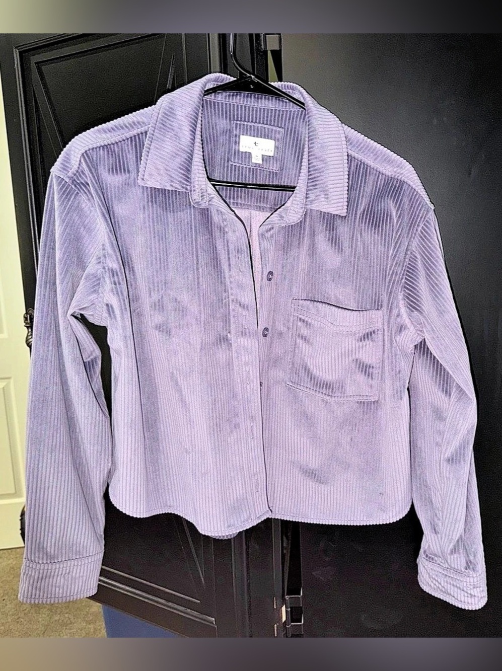 Cropped Corduroy Jacket in Purple Size Small Like New